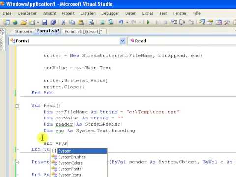 Tutorial: Mit VB.NET Text- Files schreiben und auslesen