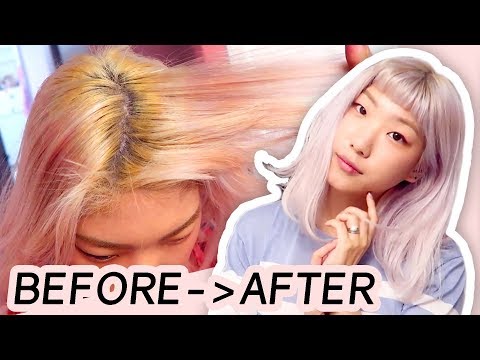 Toning my hair from yellow pink to platinum blonde