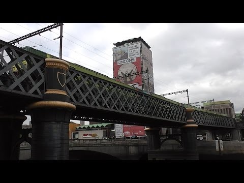 IE 8520 Class Dart Train crossing the River Liffey, Dublin