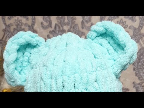 Ушки мишки для балаклавы из пряжи Ализе Пуффи Alize PUFFY