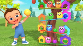 Learn Colors with Wooden Owl Toy - Little Baby Fun Educational 3D Cartoons