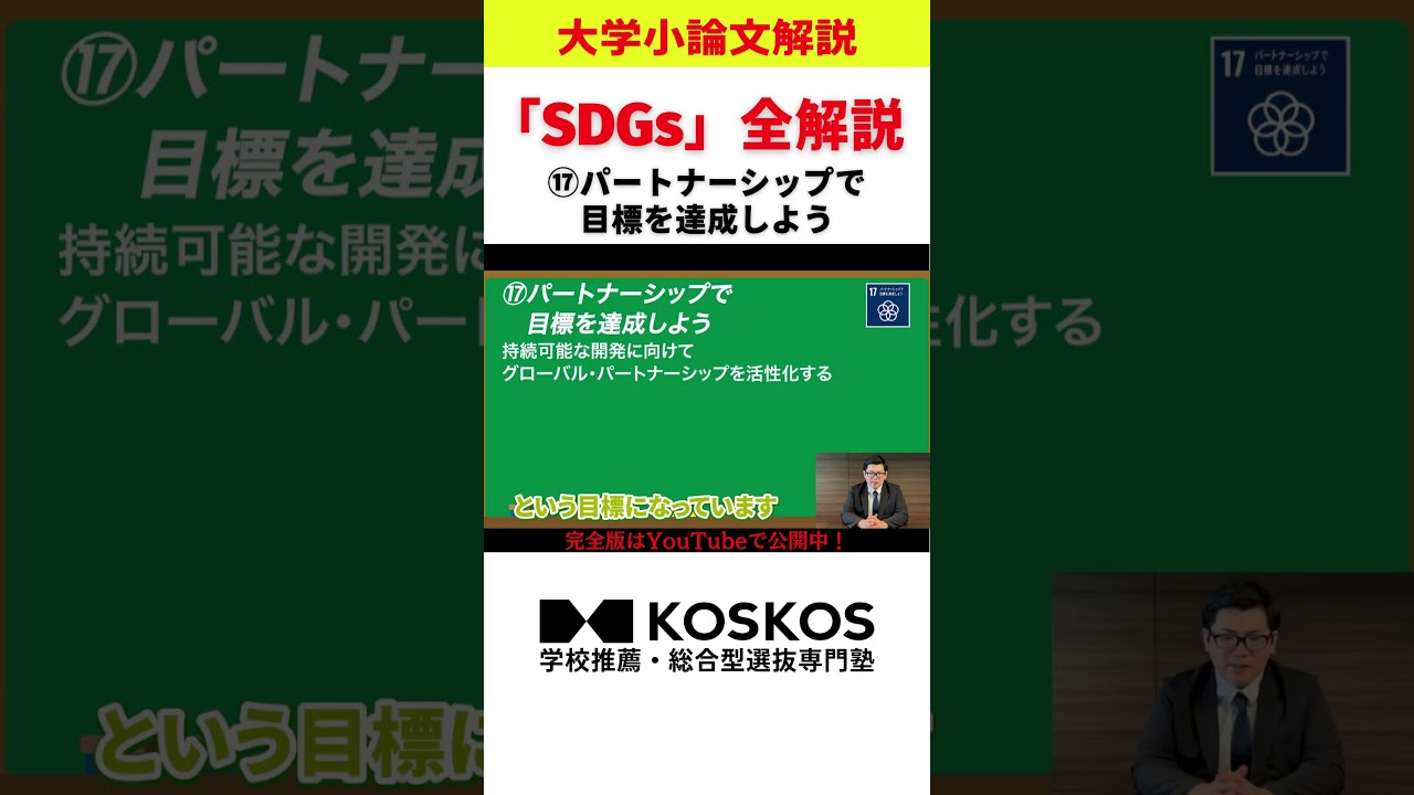 【SDGs】パートナーシップで目標を達成しよう　大学小論文解説！