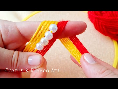 It's so Cute !! Superb Woolen Flower Making Trick with Finger -Hand Embroidery Amazing Flower Design