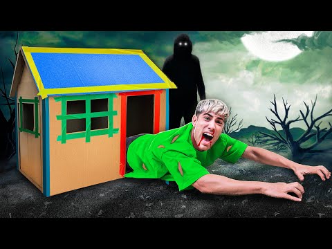 24 HORAS EN MANSION DE CARTON DE TERROR !!