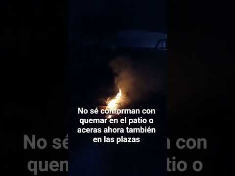 Quema de basura en la plaza de las madres en Nueva Bolivia, Tulio Febres Cordero - Mérida