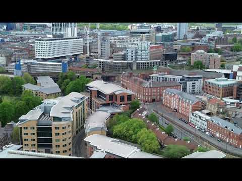 Drone footage of Newcastle Quayside, Including Millennium Bridge, Tyne Bridge & Swing Bridge May 25