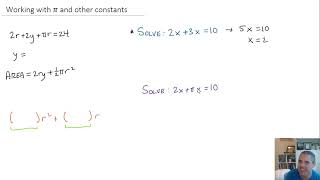 PreCalc - Working with pi and other constants in an equation