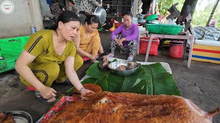 Main Party Day with Many Delicious Dishes and Giant Roast Pig