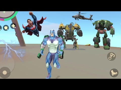 Rope Hero: Vice Town (BD-100 vs FIST) Electric Weapon Destroy Ground Assault Machine - Gameplay HD