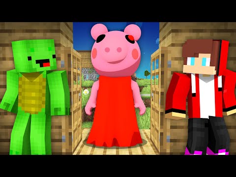 JayJay & Mikey - Minecraft - Don't Open Door to Scary Piggy Roblox in Minecraft JJ and Mikey Maizen