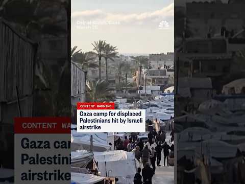 Gaza camp for displaced Palestinians hit by Israeli airstrike