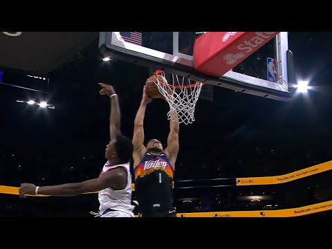 Devin Booker splits the defenders and finishes with the two-handed dunk over OG Anunoby