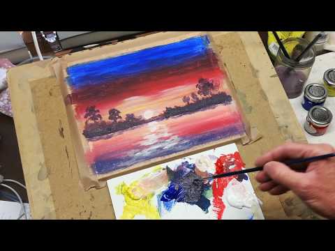 Thumbnail of How to paint a sunset using acrylics.