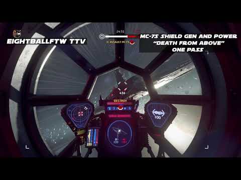 Destroying MC-75 Shield Gen And Power One Pass "Death From Above" Maneuver - Star Wars: Squadrons