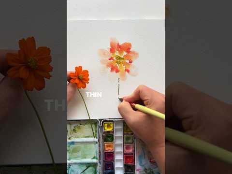Orange🔥Flower in 5 Minutes!!! #watercolorforbeginners #watercolorpainting #painting