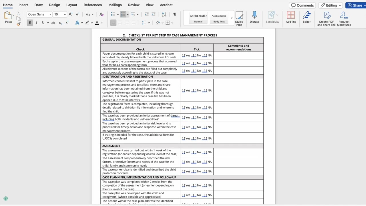 Supporting Tools Videos: S3 Case File Check List