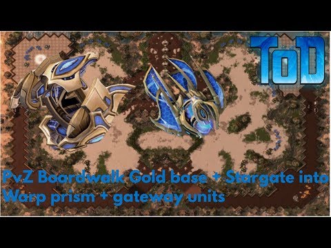 StarCraft II tutorial #2 - PvZ Boardwalk Gold base + Stargate into warp prisms & gateways