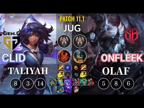 GEN Clid Taliyah vs SB OnFleek Olaf Jungle - KR Patch 11.1