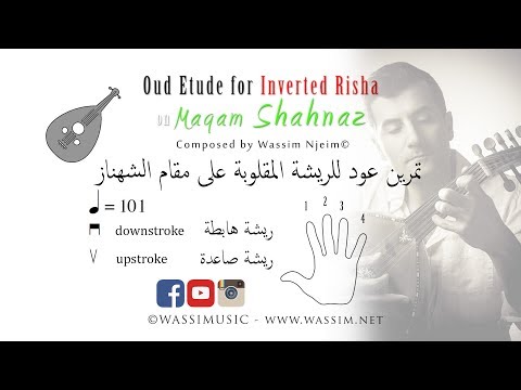 Oud etude for inverted Risha-part 3-Maqam Shahnaz دراسة للريشة المقلوبة على العود على مقام  الشهناز