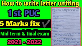 5 marks👍 1st puc letter writing in english  how to writer letter writing mid term & final exam
