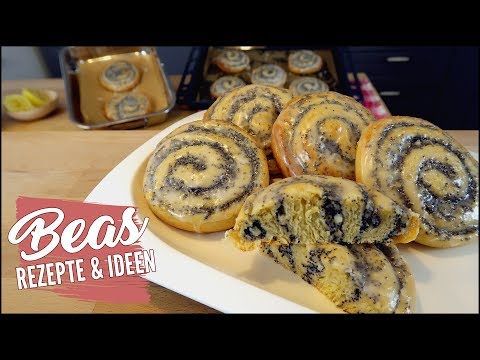Mohnschnecken backen | Hefeteig mit Mandel- Mohnfüllung Rezept (ohne Rosinen)