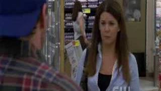 Gilmore Girls- Lorelai and Luke meet in the store
