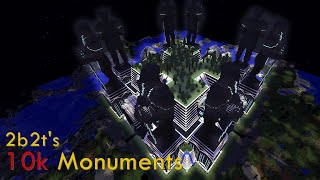 The History of 2b2t's 10k Spawn Monuments