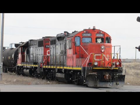 Canadian National Switcher at Sarcee Yard - Calgary, AB (March 30th, 2022)