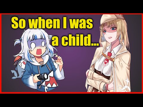 【Minecraft】AME TELLS GRUESOME CHILDHOOD STORIES TO GURA 【Hololive-EN】