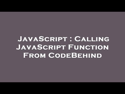 Javascript Calling Javascript Function From Codebehind