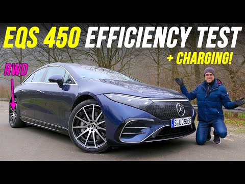 Mercedes EQS 450 RWD 108 kWh driving REVIEW with winter range and charging test!