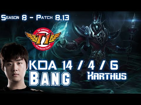 SKT T1 Bang KARTHUS vs EZREAL Bot Lane - Patch 8.13 KR Ranked