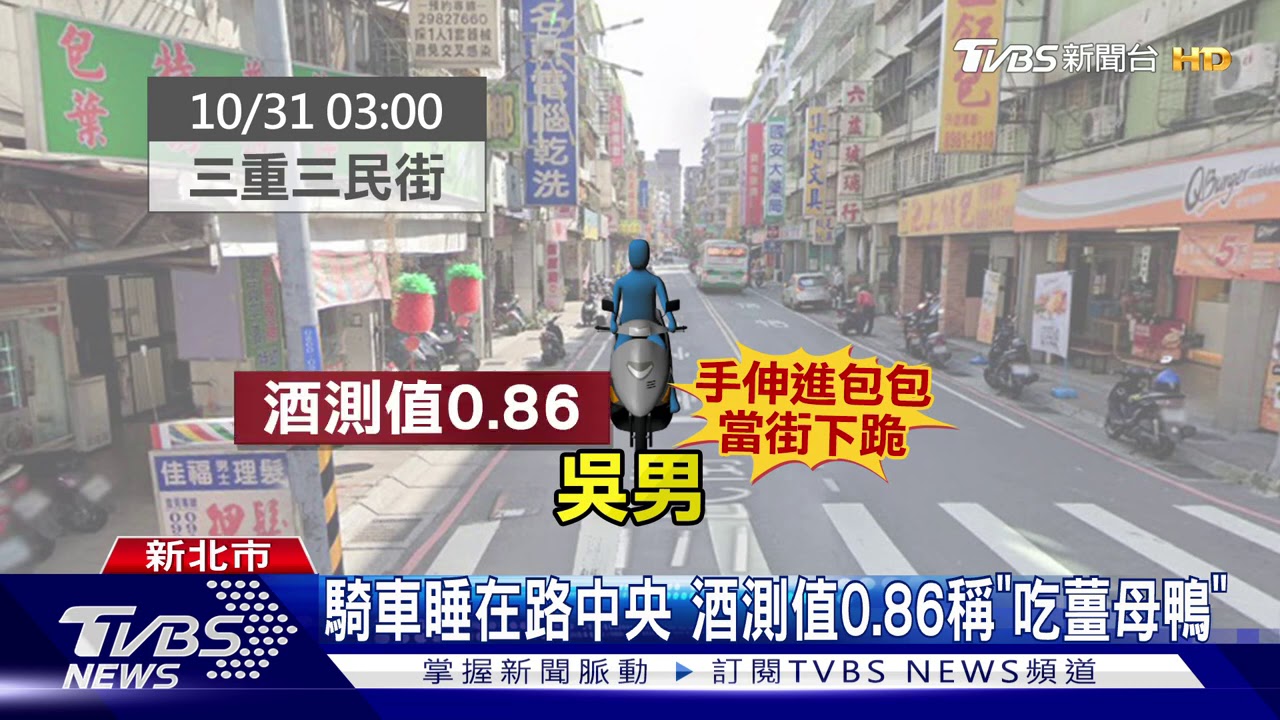 我吃薑母鴨啦!爛醉騎士「下跪」 摔車遭逮