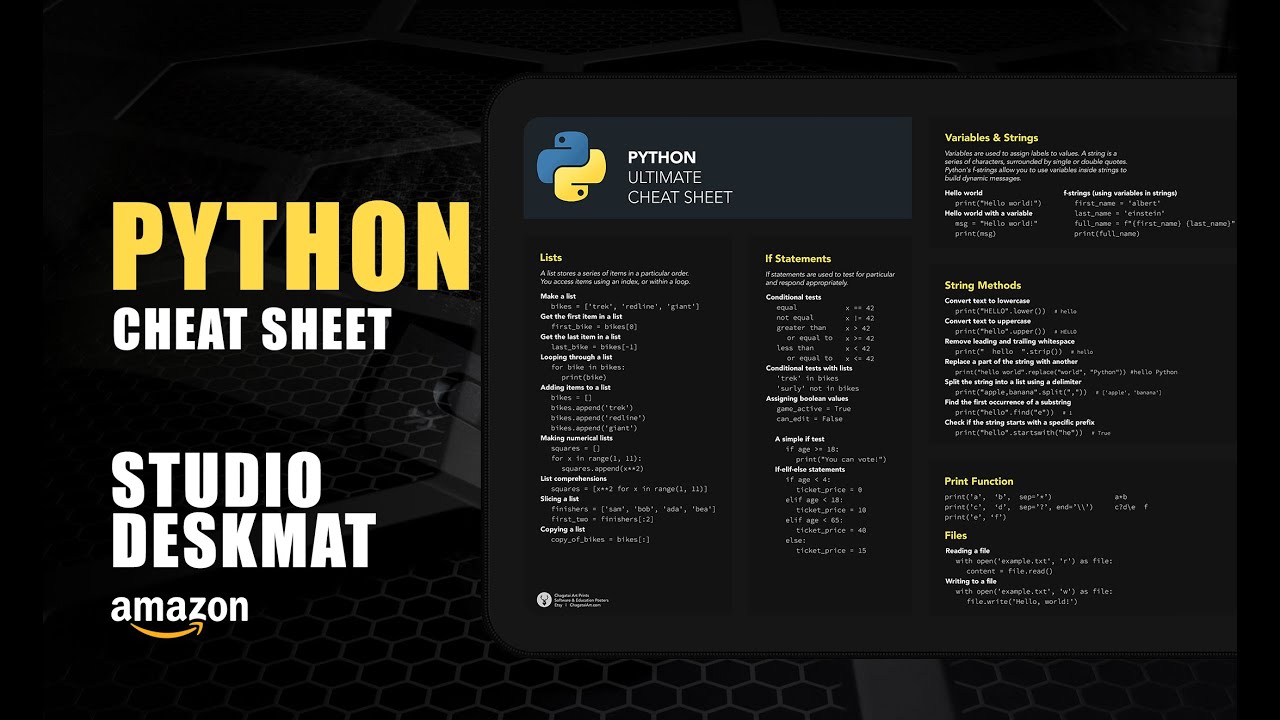 Python Developer Keyboard Reference Desk Mat 🖥️ Must-Have for Programmers & Data Scientists!