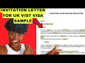 INVITATION LETTER SAMPLE FOR APPLYING FOR UK VISIT VISA