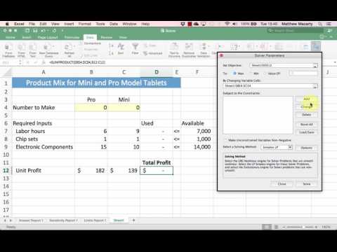 Part of a video titled Linear Programming (LP) Optimization with Excel Solver - YouTube
