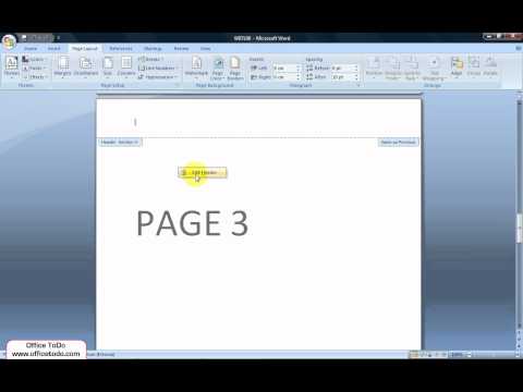 How to start header and footer from page 3? | Word 2007