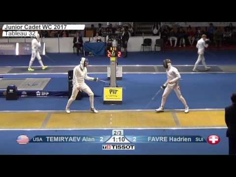 FE M E Individual Cadets Plovdiv BUL World Championships 2017 T32 14 yellow TEMIRYAEV USA vs FAVRE S