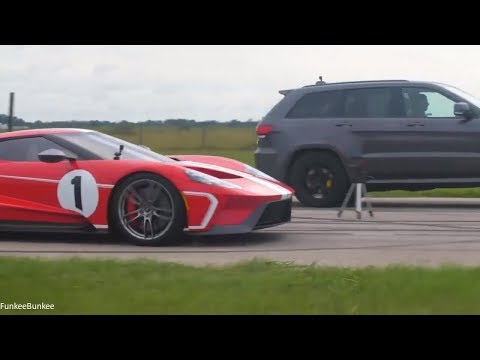 The Supercar Destroyer Modified 1000 HP Jeep Trackhawk vs 2018 Ford GT647 hp  Drag Race YOU MUST SEE