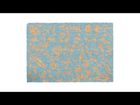 Paillasson coco fleurs Beige - Bleu - Fibres naturelles - Matière plastique - 60 x 2 x 40 cm