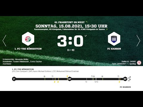1.FC-TSG Königstein - FC Karben: Highlights 1.Spieltag | GL Frankfurt Gr.West 2021/22