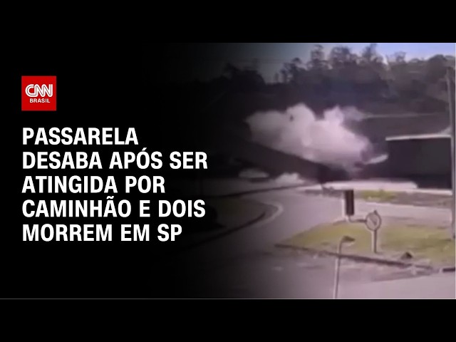 Veja momento que passarela desaba na Fernão Dias após ser atingida por caminhão | CNN BRASIL
