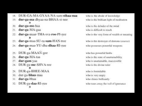 Durgaadvaatrinshannaamamaalaa 32 Names of Durga, or Durga Path 3 times morning chanting