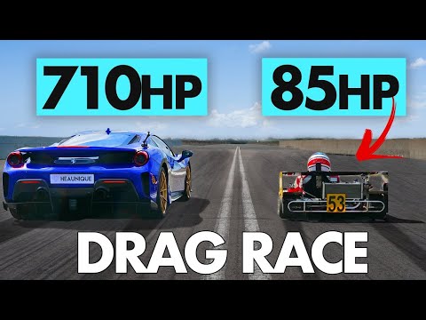 SUPERKART vs Ferrari 488 Pista | DRAG RACE