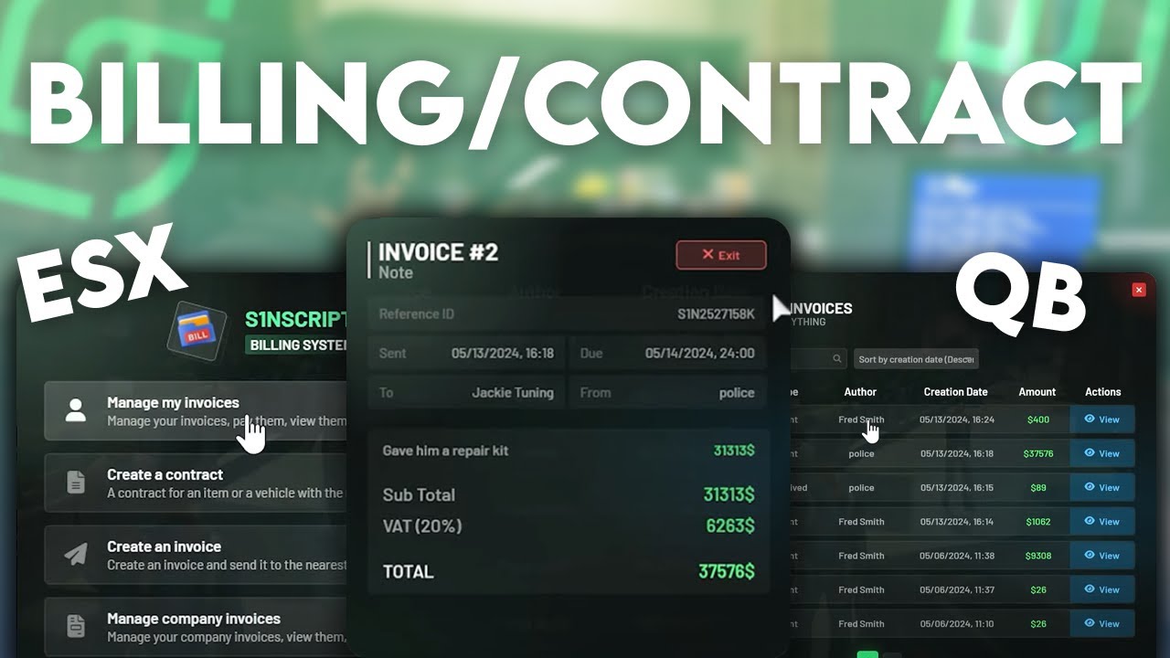 [ESX | QBCore] Billing/Contract (Company/Personal invoices, contracts, inspect invoices...) thumbnail 2