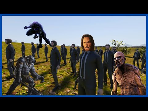 30 John Wick faces 200k werewolves + 600k Zombies + 600k Orcs - Ultimate Epic Battle Simulator 2
