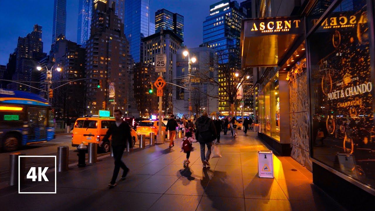 Relaxing Night Walk in NEW YORK CITY 🗽 8th Avenue, MANHATTAN Tour NYC