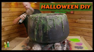 Easy DIY Witch Cauldron | Foam Base, Glowing Lights & Fiery Effect for Halloween