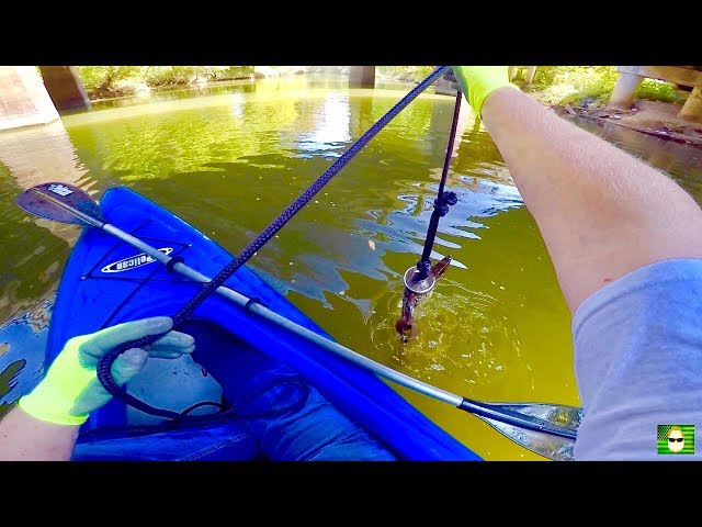 MAGNET FISHING WITH A 500 LB PULL MAGNET FROM A KAYAK!!!