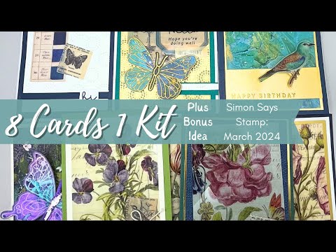 March 2024 Simon Says Stamp Card Kit of the Month Mix & Match Butterflies Unboxing & Cards